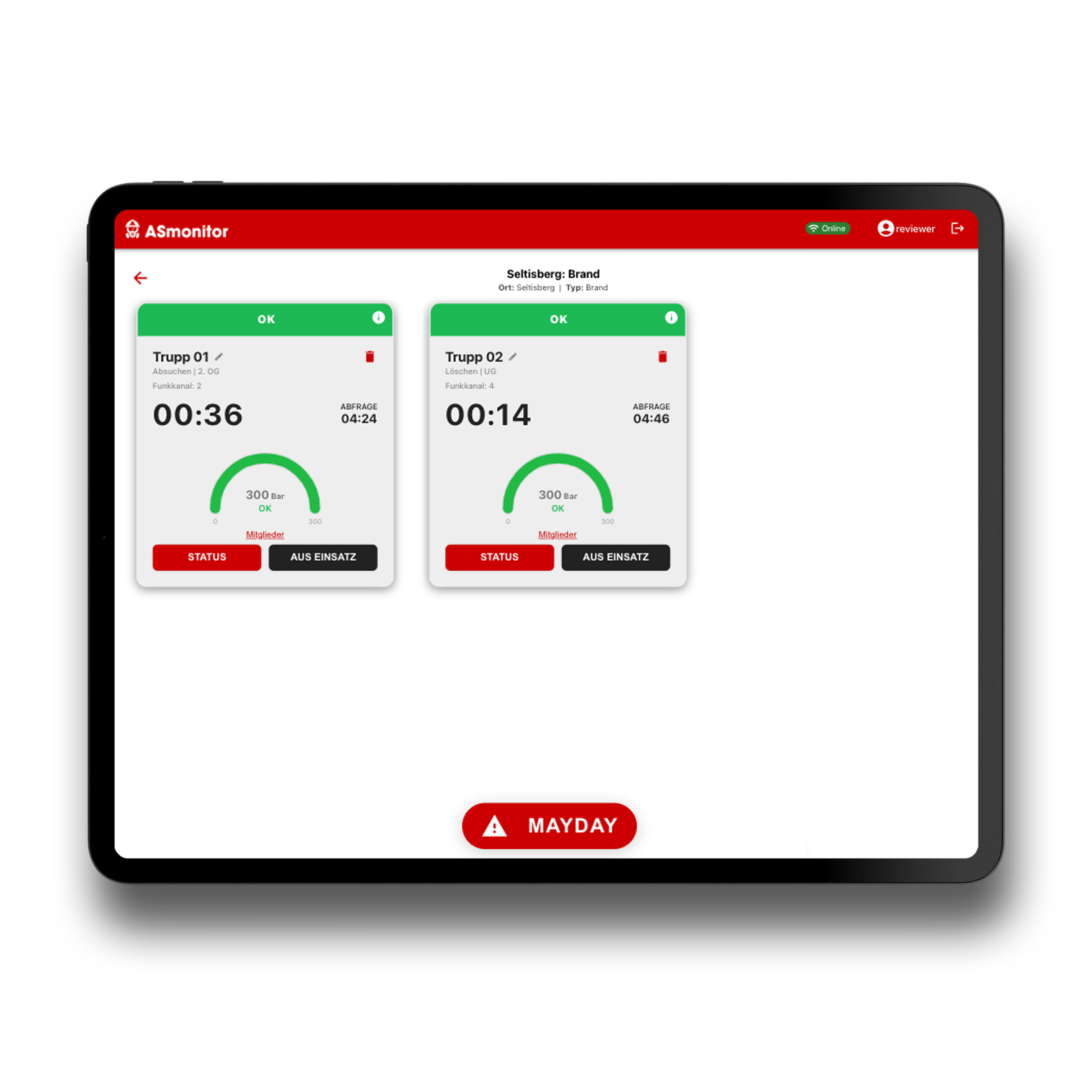 AS Monitor — Truppüberwachung auf dem Tablet